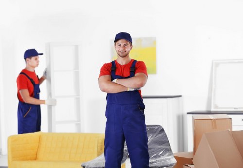 Packing boxes and furniture prepared for flat removals in Stpaulscray