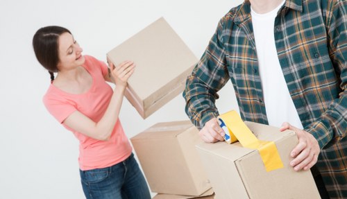 Protected furniture and labelled boxes during flat removals in Stpaulscray