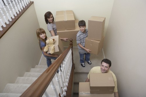 Packed office items prepared for moving in Stpaulscray